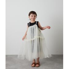 チュールロングワンピースセット（インナー付き）
