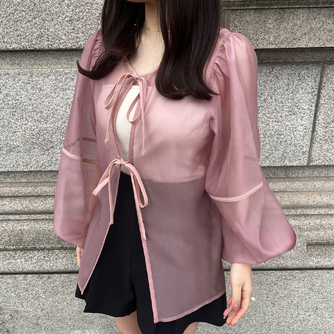 サイズ2 フラワージャガードハイネックブラウス