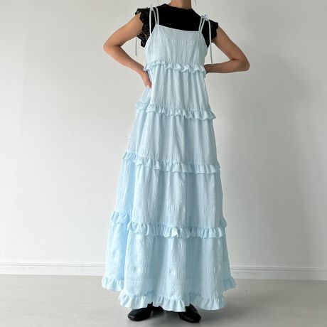 ジュノア　ポコポコフリルティアードキャミワンピース