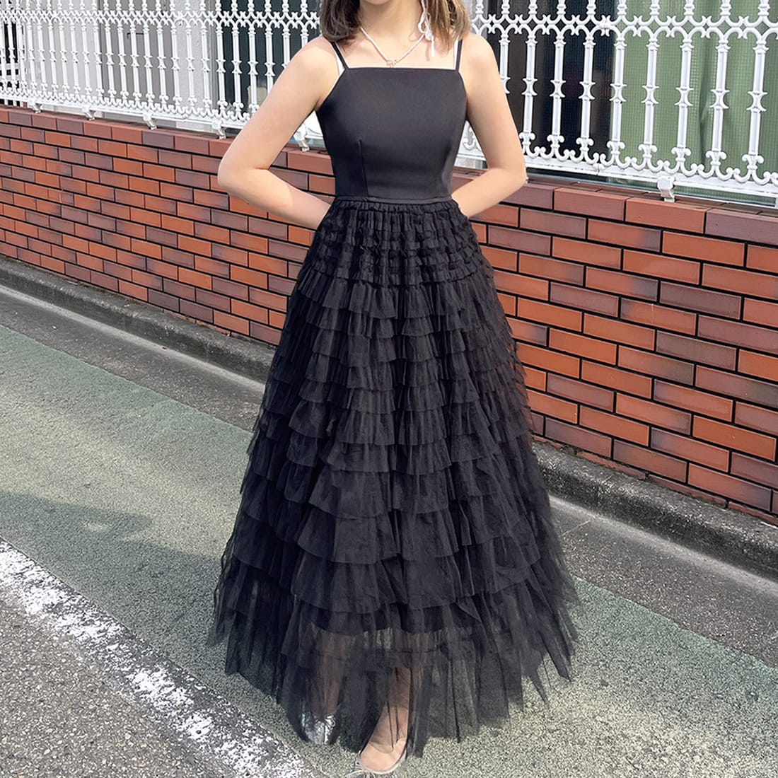 JUNOAH チュールボレロ＋フレアキャミワンピース ジュノア 結婚式 M チュールボレロ＋フレアキャミワンピース セット | ジュノア