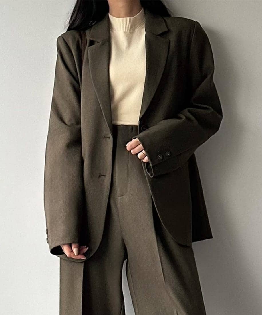 オーバーサイズテーラードジャケット+ハイウエストスラックスパンツset