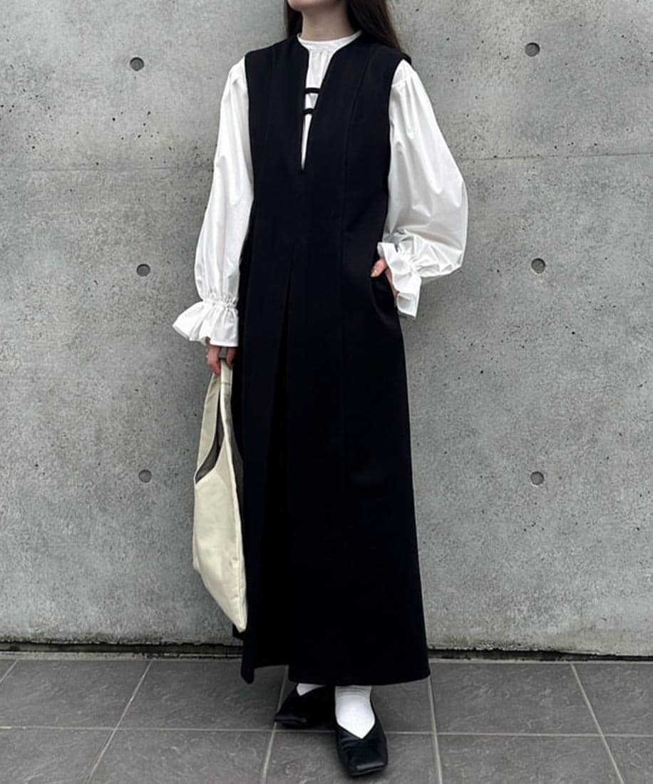 LEJA】レース切替スリットAラインロングドレスワンピース | レジャ