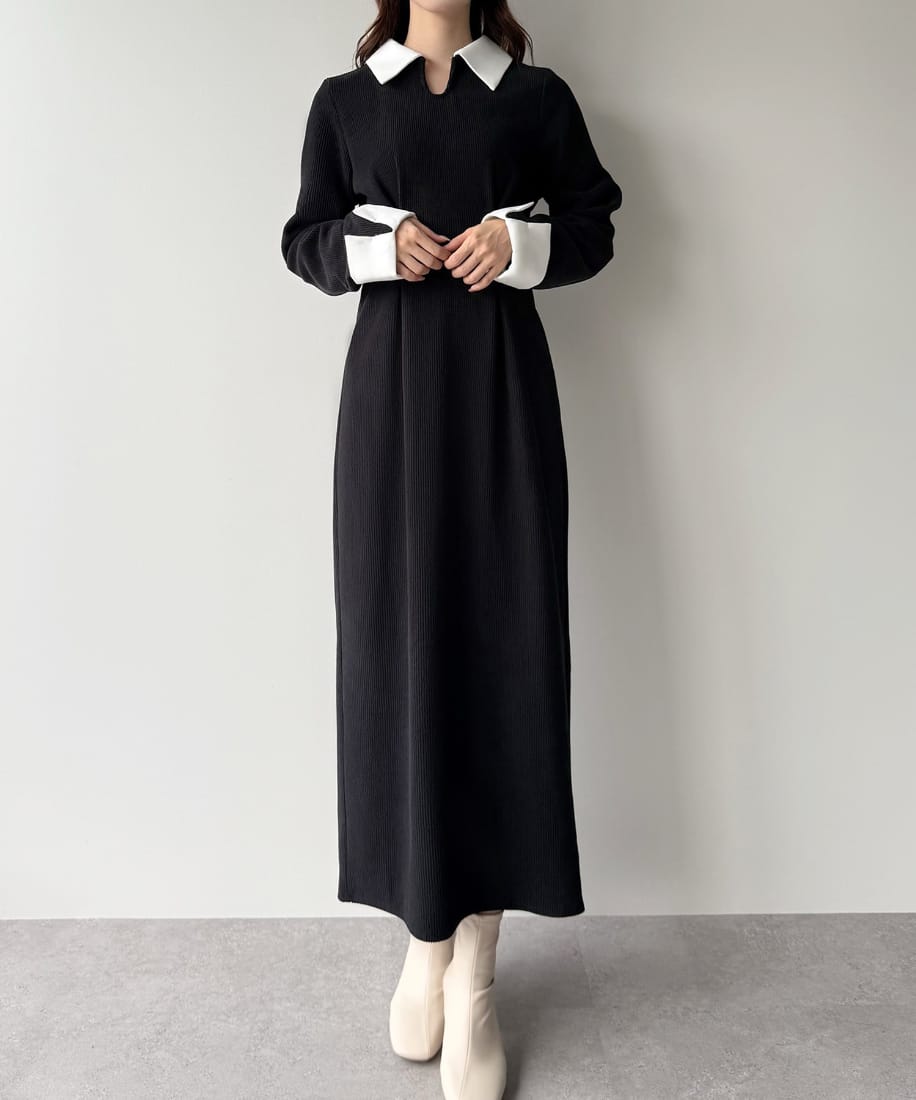 バイカラーコーデュロイタイトワンピース | ジュノア(JUNOAH) | マルイ