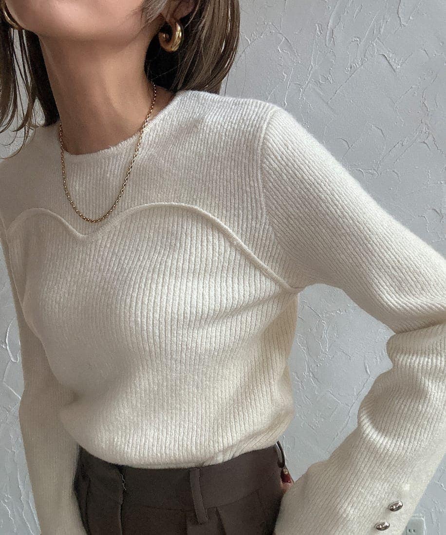 JUNOAH チュールペプラムドッキングニット セール】チュールペプラムドッキングニット（ニット/セーター