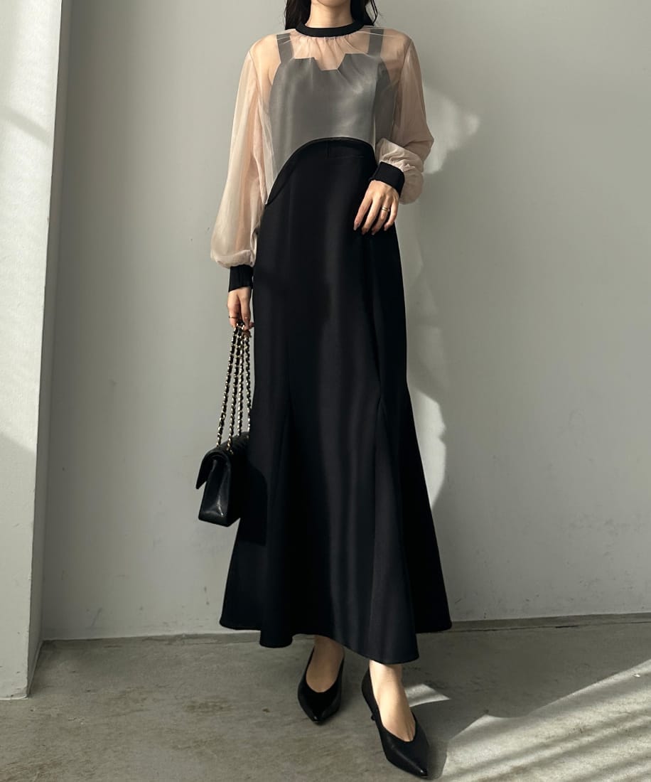 フィルー FILLOU FILLOU ショートテーラードベスト＋フレアキャミワンピース set （ブラック） フィルー FILLOU FILLOU ショートテーラードベスト＋フレア