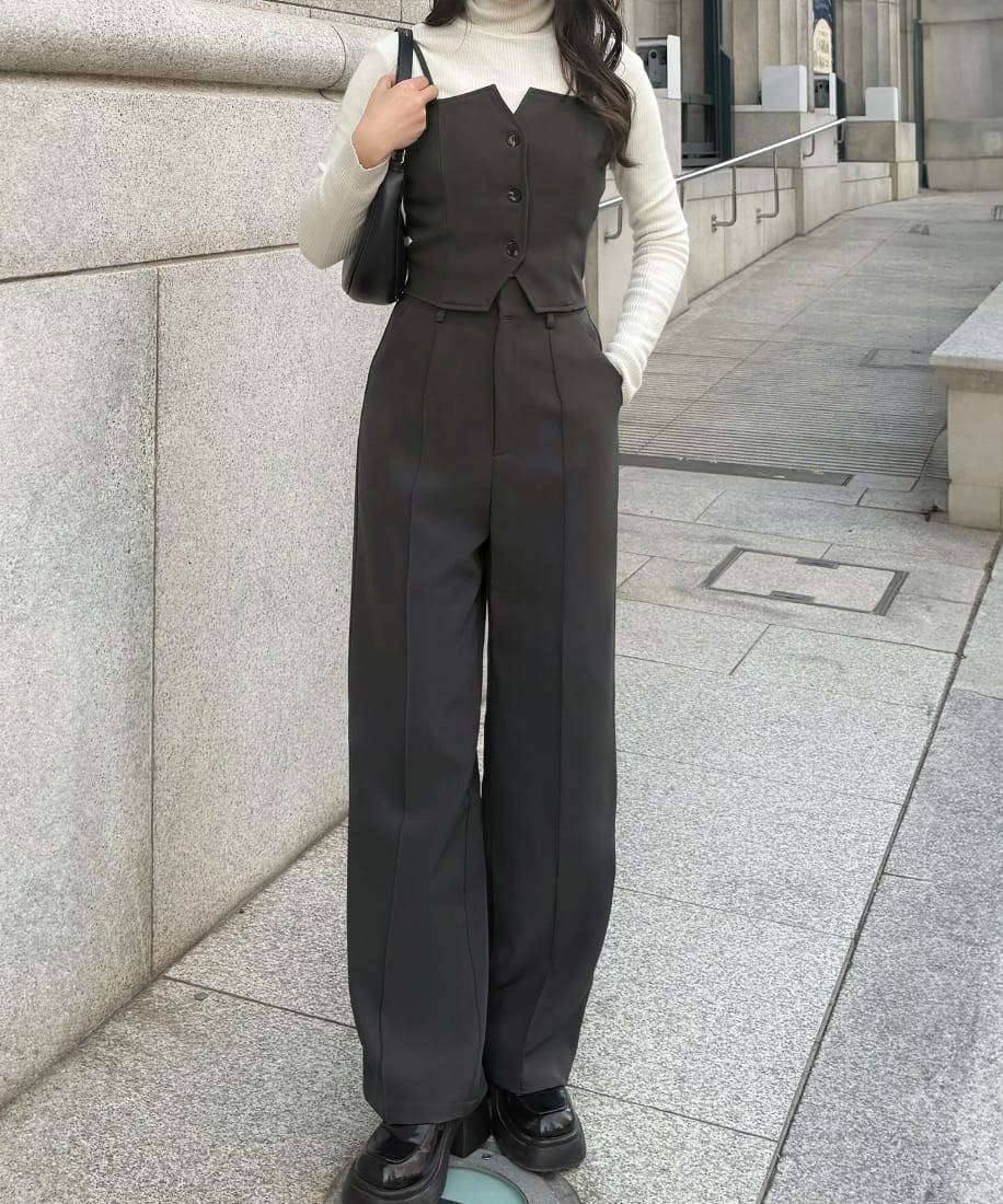 【JUNOAH】リボン付きブラックルーズデニムパンツ【新品未使用】 JUNOAH ジーンズ デニム デニムパンツ リボンルーズデニムパンツ