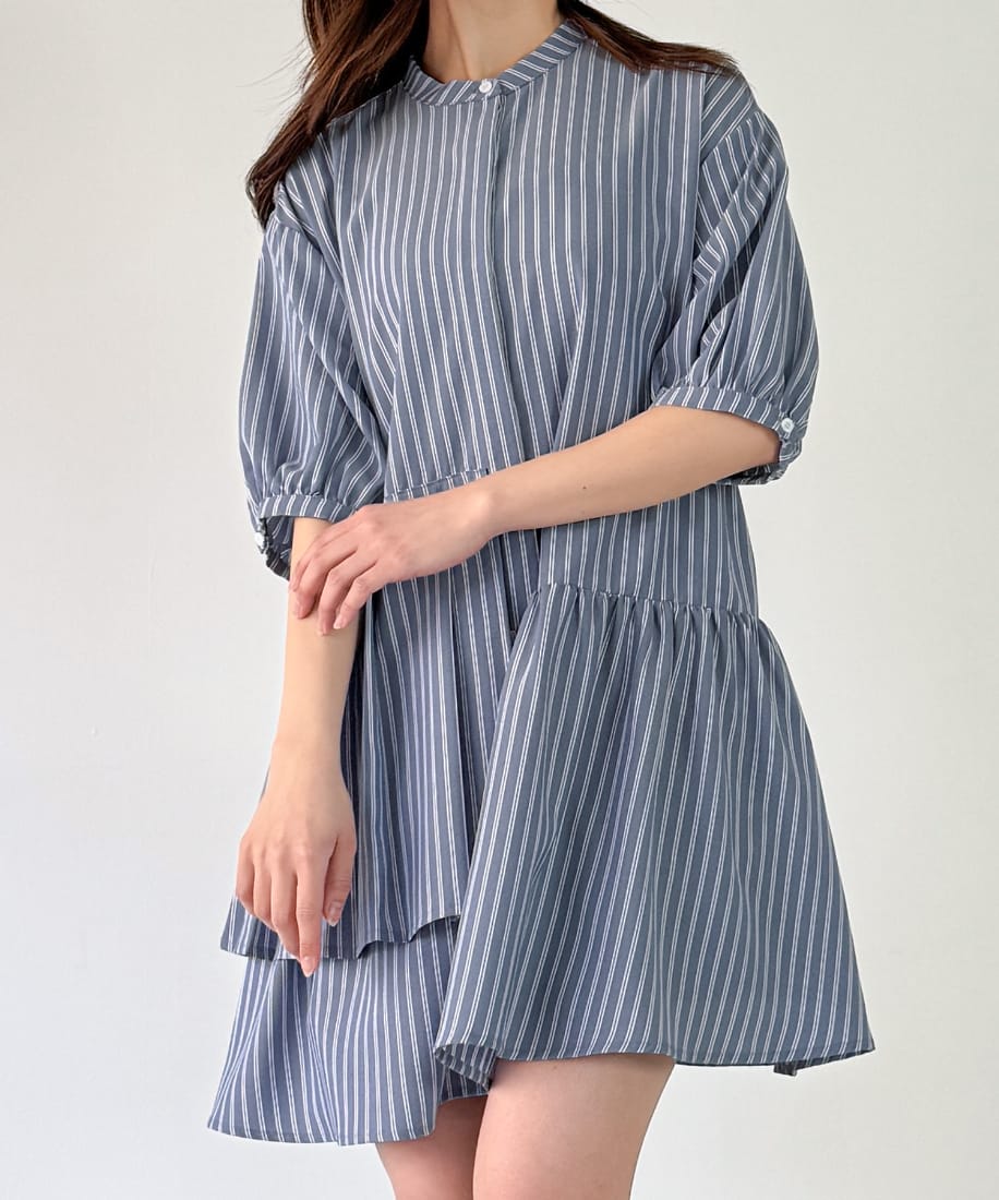 【小さいサイズ/洗濯機で洗える】ボーダー×ストライプ ジョイントレイヤードトップ Maison de CINQ｜【小さいサイズ/洗濯機で洗える】ボーダー