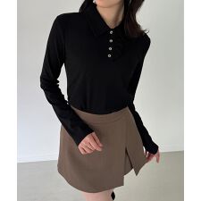 ジュノア(JUNOAH)のリブカットフリルポロ