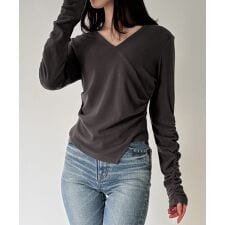 ジュノア(JUNOAH)の微起毛カシュクールドレープカットソー