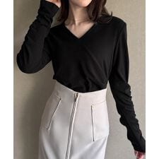 ジュノア(JUNOAH)の微起毛カシュクールドレープカットソー