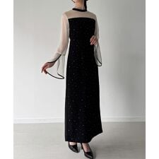 ジュノア(JUNOAH)のベルスリーブキラキラタイトドレス