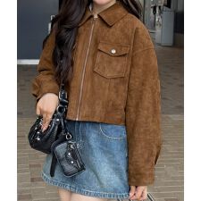 ショート丈スエードブルゾン