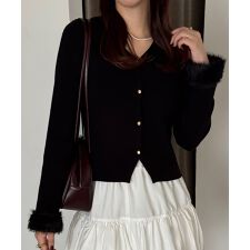 ジュノア(JUNOAH)のファースリーブニットカーディガン