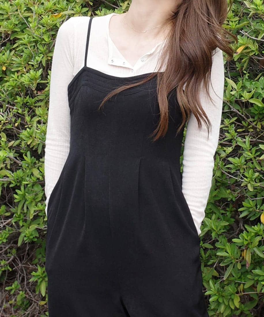 レディース オールインワン・サロペット (黒色・ブラック系) の