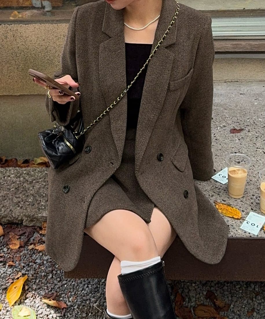 スエード×ヴィーガンレザーパッチワークフレアスカート | フェンネル