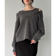 レイヤード風Vネックニット(薄手)