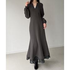 裏起毛レイヤードデザインマーメイドワンピース