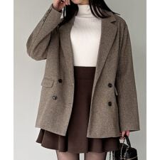 チェック柄ジャケットコート