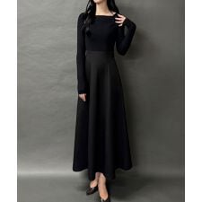 ドッキングニットフレアワンピース【ペチスカートセット】