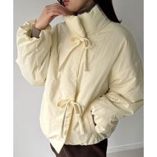 スタンドカラーリボン中綿アウター