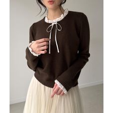 フリルレイヤードニットプルオーバー