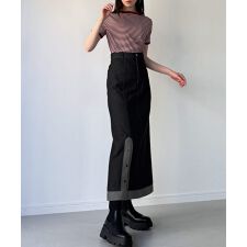 異素材ドッキングデニムスカート