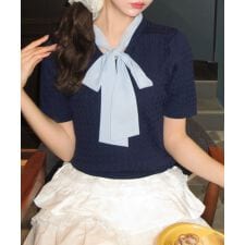 リボンドッキングケーブルショートニット