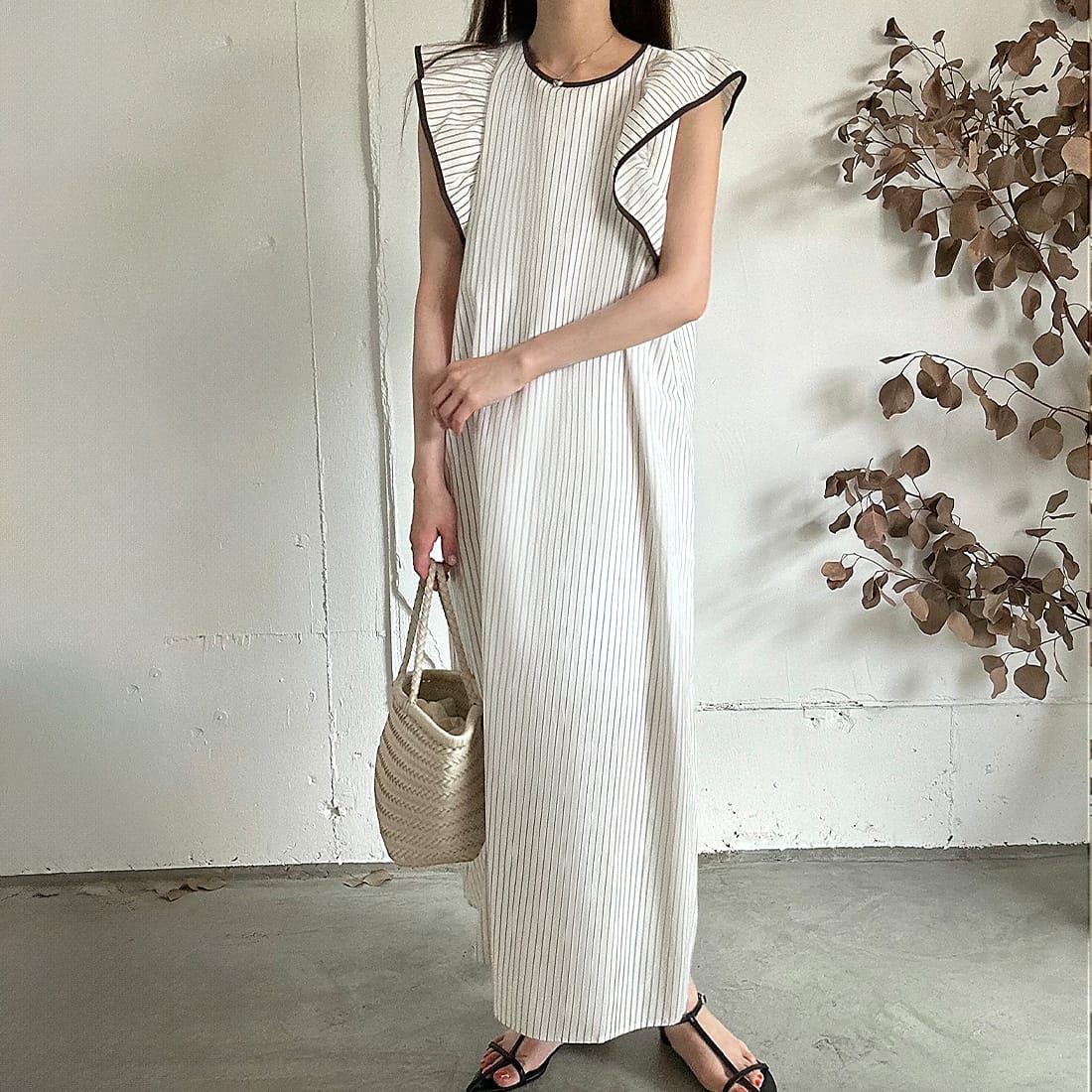 美品　parc.1 ストライプミックスレイヤードトップス 美品parc.1 ストライプミックスレイヤードトップス