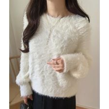 ラウアー(LAUIR)のバックリボンシャギーニット