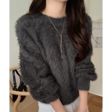 ラウアー(LAUIR)のバックリボンシャギーニット