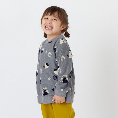 ジュニアサイズ］いちごベロアジャカードTシャツ | ハッカキッズ  