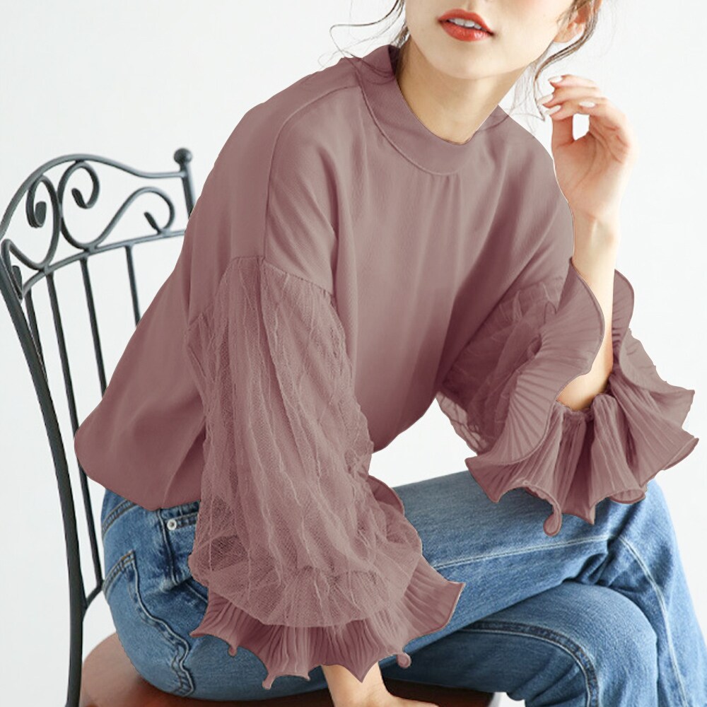 tシャツ ワッフルベルスリーブトップス レディース セール】トップス Tシャツ ロング ロングTシャツ ロンT