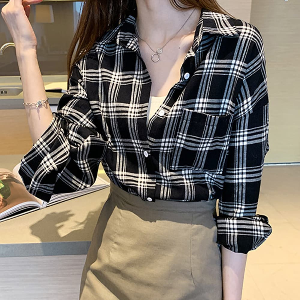 チェック柄オーバーサイズシャツ