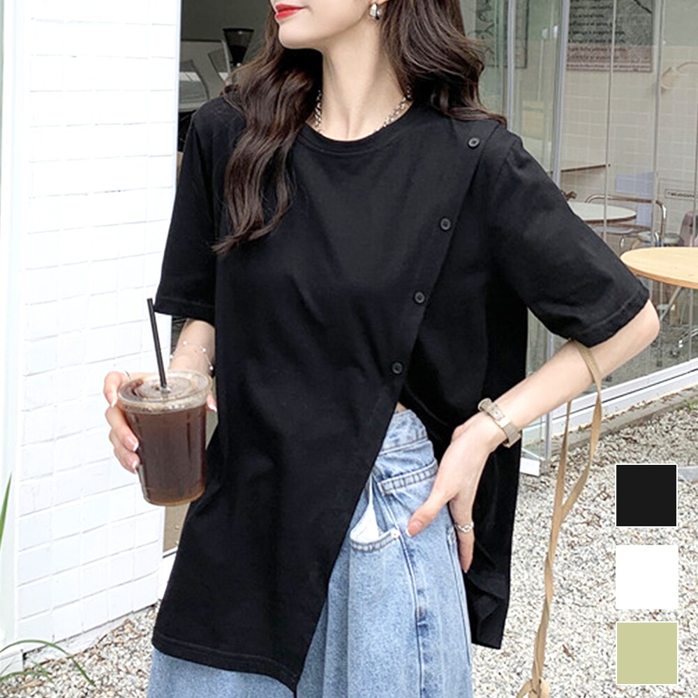 tシャツ アシメスリットデザインプルオーバー レディース セール】アシメスリットデザインプルオーバー（Tシャツ