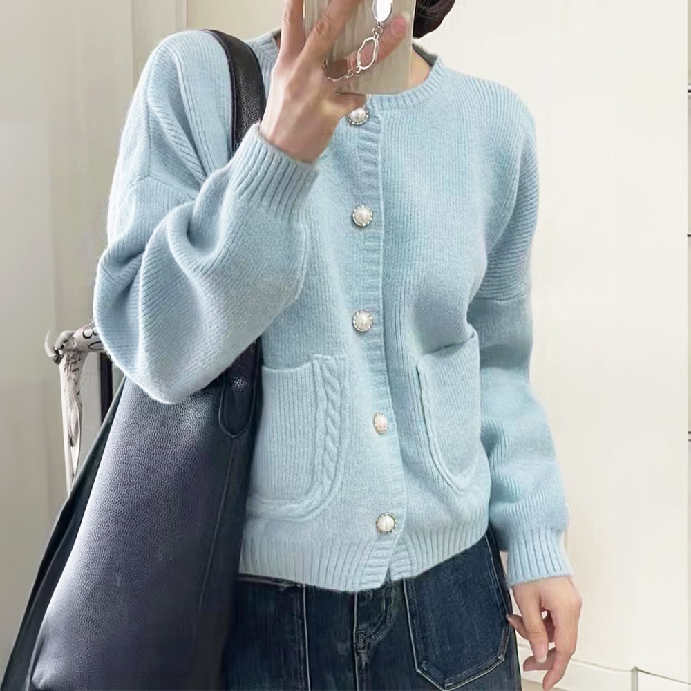 フード付きニットカーディガン ショート丈 miniministore フード付きニットカーディガン ショート丈