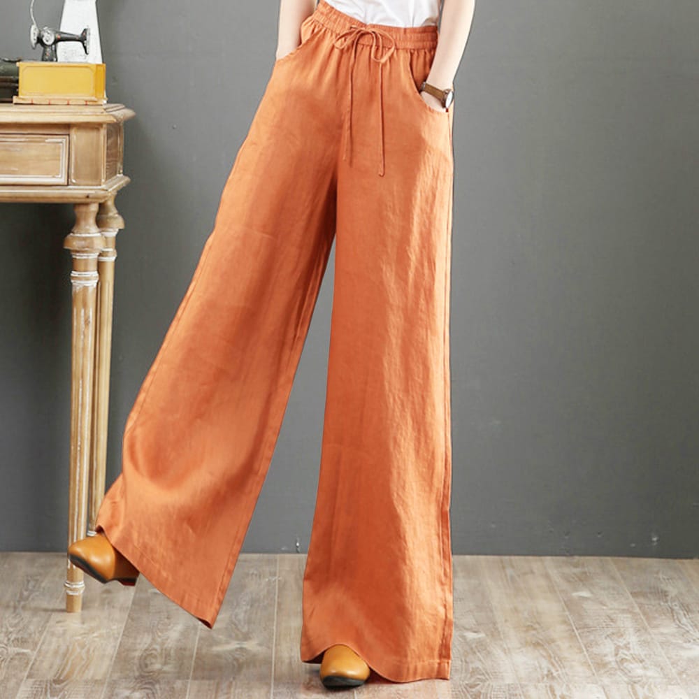 リネン風ワイドパンツ