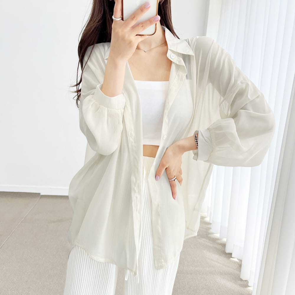 長袖シアーシャツ