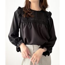 フリル長袖ブラウス