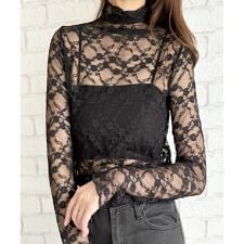 花柄シアートップス