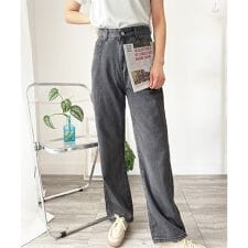 ワイドストレートデニム風パンツ