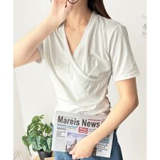 クロスデザインVネックTシャツ