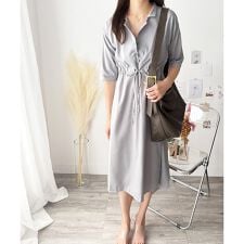 五分袖ウエストマークワンピース