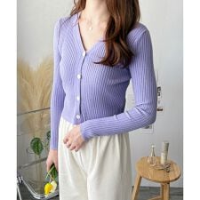 リブVネックニットカーディガン