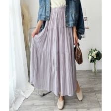 シフォン風プリーツロングスカート