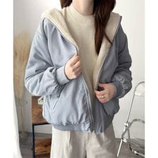 リバーシブルフード付きボアブルゾン