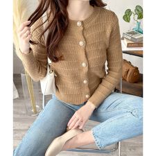 クルーネックニットカーディガン