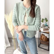 クルーネックニットカーディガン