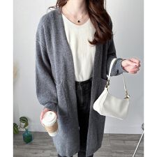 ロングニット長袖カーディガン