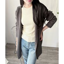 フード付きニットカーディガン