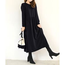 ウエスト切替ロングワンピース